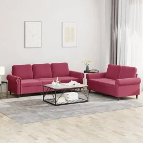Sofa set with cushions 2 pieces red velvet by , Sofas - Ref: Foro24-3202254, Price: 553,67 €, Discount: %
