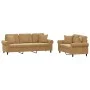 Brown velvet 2-piece sofa set with cushions by , Sofas - Ref: Foro24-3202277, Price: 565,05 €, Discount: %