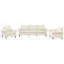 Dreiteilige Sofagarnitur aus cremefarbenem Samt mit Kissen von , Sofas - Ref: Foro24-3202178, Preis: 722,01 €, Rabatt: %