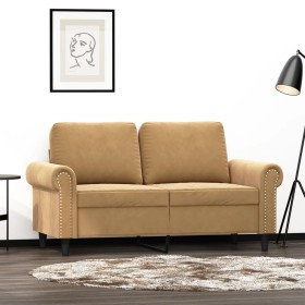 Sofá de 2 plazas terciopelo marrón 120 cm