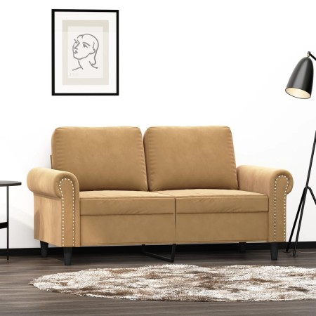 Braunes 2-Sitzer-Sofa aus Samt, 120 cm von , Sofas - Ref: Foro24-359526, Preis: 228,52 €, Rabatt: %