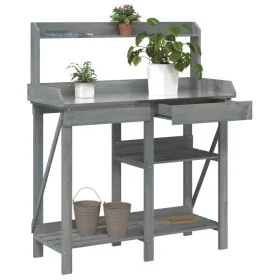 Pflanzbank mit Regalen aus massivem grauem Tannenholz von , Topfständer - Ref: Foro24-368433, Preis: 145,12 €, Rabatt: %