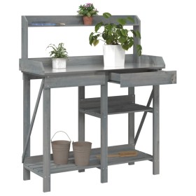 Potting Bench with Shelves Solid Gray Fir Wood by , Pot stands - Ref: Foro24-368433, Price: 135,60 €, Discount: %