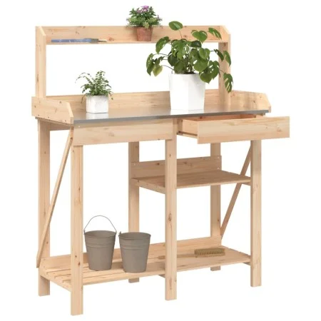 Banco para macetas con estantes de madera maciza de abeto de , Soportes para macetas - Ref: Foro24-368431, Precio: 106,53 €, ...