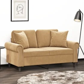 2-seater sofa with brown velvet cushions 120 cm by , Sofas - Ref: Foro24-3200942, Price: 236,08 €, Discount: %