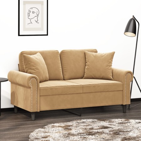 2-seater sofa with brown velvet cushions 120 cm by , Sofas - Ref: Foro24-3200942, Price: 239,97 €, Discount: %