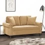 Sofá de 2 plazas con cojines terciopelo marrón 120 cm de , Sofás - Ref: Foro24-3200942, Precio: 236,05 €, Descuento: %