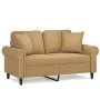 Sofá de 2 plazas con cojines terciopelo marrón 120 cm de , Sofás - Ref: Foro24-3200942, Precio: 236,05 €, Descuento: %