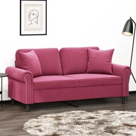 2-Sitzer-Sofa mit roten Samtkissen 140 cm von , Sofas - Ref: Foro24-3200949, Preis: 286,36 €, Rabatt: %