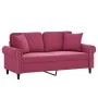 2-seater sofa with red velvet cushions 140 cm by , Sofas - Ref: Foro24-3200949, Price: 286,36 €, Discount: %