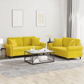 Yellow velvet 2-piece sofa set with cushions by , Sofas - Ref: Foro24-3202236, Price: 460,82 €, Discount: %
