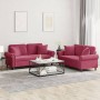 Sofagarnitur mit Kissen 2-teilig aus rotem Samt von , Sofas - Ref: Foro24-3202234, Preis: 568,37 €, Rabatt: %