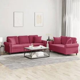 Sofa set with cushions 2 pieces red velvet by , Sofas - Ref: Foro24-3202274, Price: 579,31 €, Discount: %