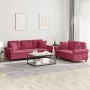Sofa set with cushions 2 pieces red velvet by , Sofas - Ref: Foro24-3202274, Price: 589,00 €, Discount: %