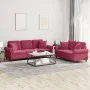Sofa set with cushions 2 pieces red velvet by , Sofas - Ref: Foro24-3202274, Price: 579,31 €, Discount: %