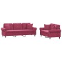 Sofa set with cushions 2 pieces red velvet by , Sofas - Ref: Foro24-3202274, Price: 589,00 €, Discount: %