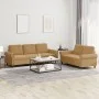 Brown velvet 2-piece sofa set with cushions by , Sofas - Ref: Foro24-3202257, Price: 540,94 €, Discount: %