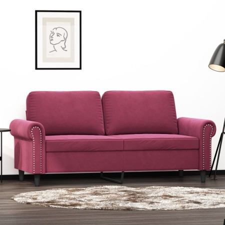 Zweiplätziges Samtsofa in Bordeauxrot, 140 cm. von , Sofas - Ref: Foro24-359533, Preis: 276,34 €, Rabatt: %