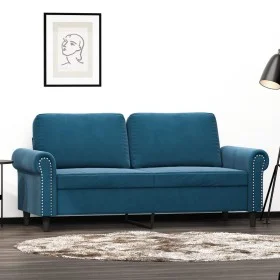 Zweisitzer-Sofa aus blauem Samt, 140 cm. von , Sofas - Ref: Foro24-359538, Preis: 248,78 €, Rabatt: %