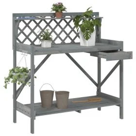 Banco para macetas con enrejado madera maciza de abeto gris by , Pot stands - Ref: Foro24-368430, Price: 103,68 €, Discount: %
