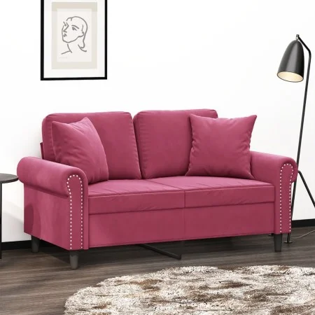 2-seater sofa with red velvet cushions 120 cm by , Sofas - Ref: Foro24-3200939, Price: 276,11 €, Discount: %
