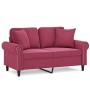 2-seater sofa with red velvet cushions 120 cm by , Sofas - Ref: Foro24-3200939, Price: 281,13 €, Discount: %