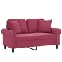 2-seater sofa with red velvet cushions 120 cm by , Sofas - Ref: Foro24-3200939, Price: 276,11 €, Discount: %
