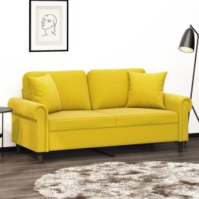 2-Sitzer-Sofa mit gelben Samtkissen 140 cm von , Sofas - Ref: Foro24-3200951, Preis: 232,85 €, Rabatt: %