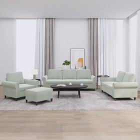 Sofa set with cushions 4 pieces light gray velvet by , Sofas - Ref: Foro24-3202180, Price: 829,55 €, Discount: %