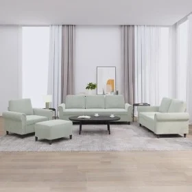 Sofa set with cushions 4 pieces light gray velvet by , Sofas - Ref: Foro24-3202180, Price: 815,73 €, Discount: %