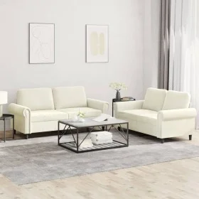 Set of 2-piece cream velvet sofas with cushions by , Sofas - Ref: Foro24-3202218, Price: 478,76 €, Discount: %