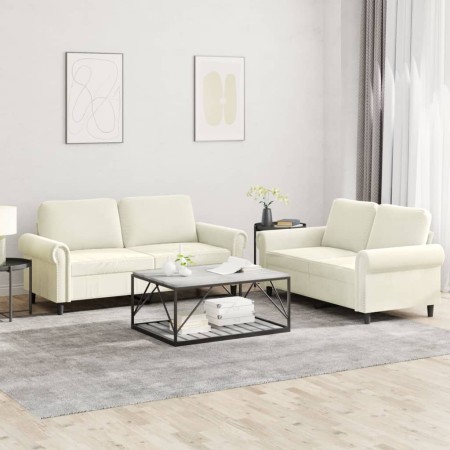Set von Sofas mit 2 Stück cremefarbenen Samtkissen von , Sofas - Ref: Foro24-3202218, Preis: 487,01 €, Rabatt: %