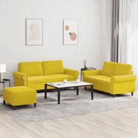 3-piece velvet yellow sofa set with cushions by , Sofas - Ref: Foro24-3202226, Price: 480,99 €, Discount: %