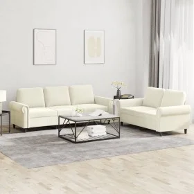 Set of 2-piece cream velvet sofas with cushions by , Sofas - Ref: Foro24-3202258, Price: 538,58 €, Discount: %