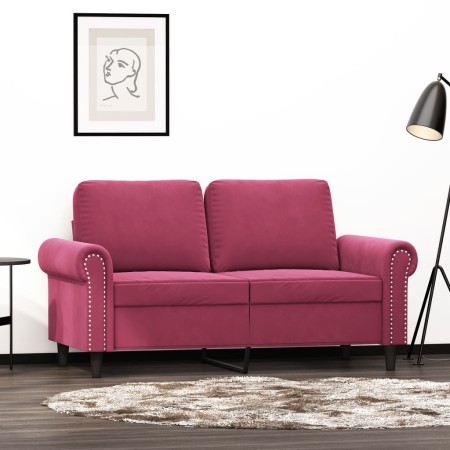 2-Sitzer-Sofa aus rotem Samt 120 cm von , Sofas - Ref: Foro24-359523, Preis: 268,75 €, Rabatt: %