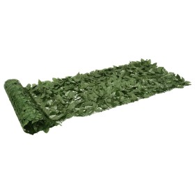 Pantalla de balcón de hojas verde oscuro 200x75 cm