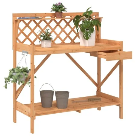 Solid brown fir wood planter bench with lattice. by , Pot stands - Ref: Foro24-368429, Price: 76,99 €, Discount: %