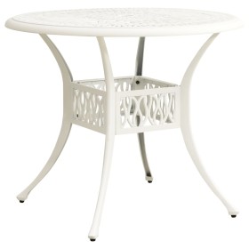 Mesa de jardín aluminio fundido blanco 90x90x74 cm