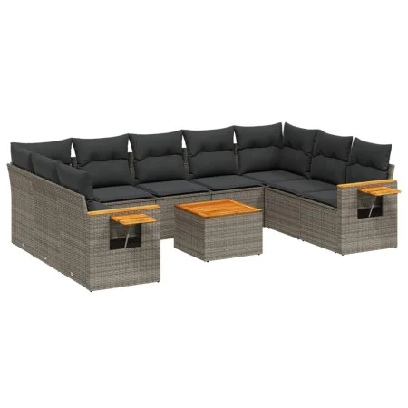 10-teilige Gartensofagarnitur mit grauen synthetischen Rattankissen von , Gartensets - Ref: Foro24-3227124, Preis: 588,16 €, ...