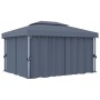 Cenador con cortina gris antracita aluminio 4x3 m de , Carpas y cenadores - Ref: Foro24-3053376, Precio: 535,32 €, Descuento: %