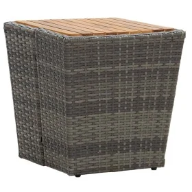 Rattan coffee table with PE and gray acacia wood 41.5x41.5x43 cm by vidaXL, Garden tables - Ref: Foro24-46198, Price: 63,45 €...