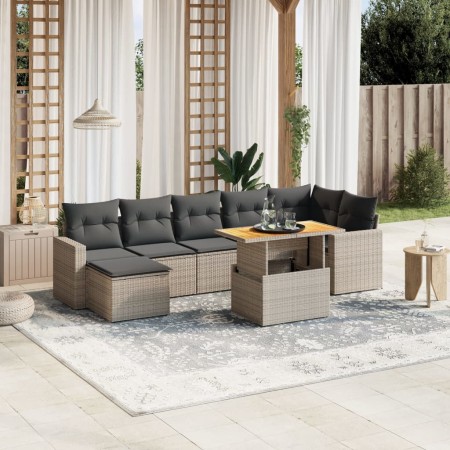 8-piece garden sofa set and gray synthetic rattan cushions by , Garden sets - Ref: Foro24-3264735, Price: 445,95 €, Discount: %