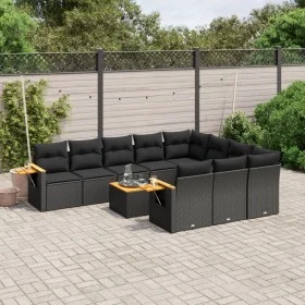 11-teiliges Gartensofa-Set und schwarze synthetische Rattankissen von , Gartensets - Ref: Foro24-3227182, Preis: 721,33 €, Ra...
