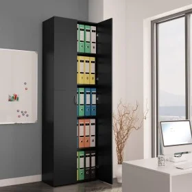 Büroschrank aus schwarzem Sperrholz, 60 x 32 x 190 cm von vidaXL, Aktenschränke - Ref: Foro24-800298, Preis: 135,08 €, Rabatt: %