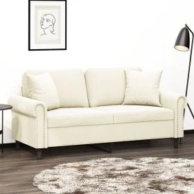 2-seater sofa with cream velvet cushions 140 cm by , Sofas - Ref: Foro24-3200953, Price: 270,86 €, Discount: %