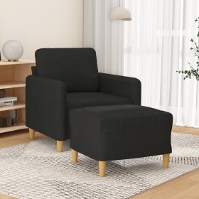 Black fabric armchair with stool 60 cm by , Sofas - Ref: Foro24-3201188, Price: 206,29 €, Discount: %