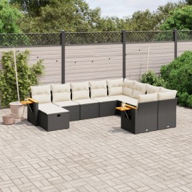 Set de sofás de jardín 10 pzas cojines ratán sintético negro de , Conjuntos de jardín - Ref: Foro24-3227155, Precio: 563,84 €...