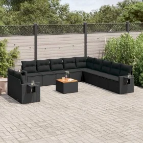 Gartensofa-Set 12-teilig mit schwarzen synthetischen Rattankissen von , Gartensets - Ref: Foro24-3256972, Preis: 862,58 €, Ra...