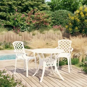 Bistro table and chairs 3 pieces white cast aluminum by , Garden sets - Ref: Foro24-3070585, Price: 457,03 €, Discount: %