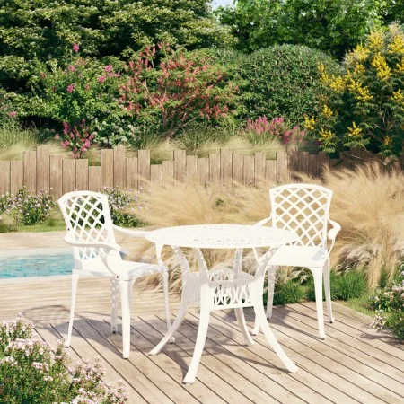 Mesa y sillas de bistró 3 piezas aluminio fundido blanco de , Conjuntos de jardín - Ref: Foro24-3070585, Precio: 475,29 €, De...